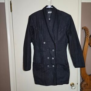 HYPE Dark Blue Denim Wash Lightweight Tunic Coat‎ Vintage Slimming